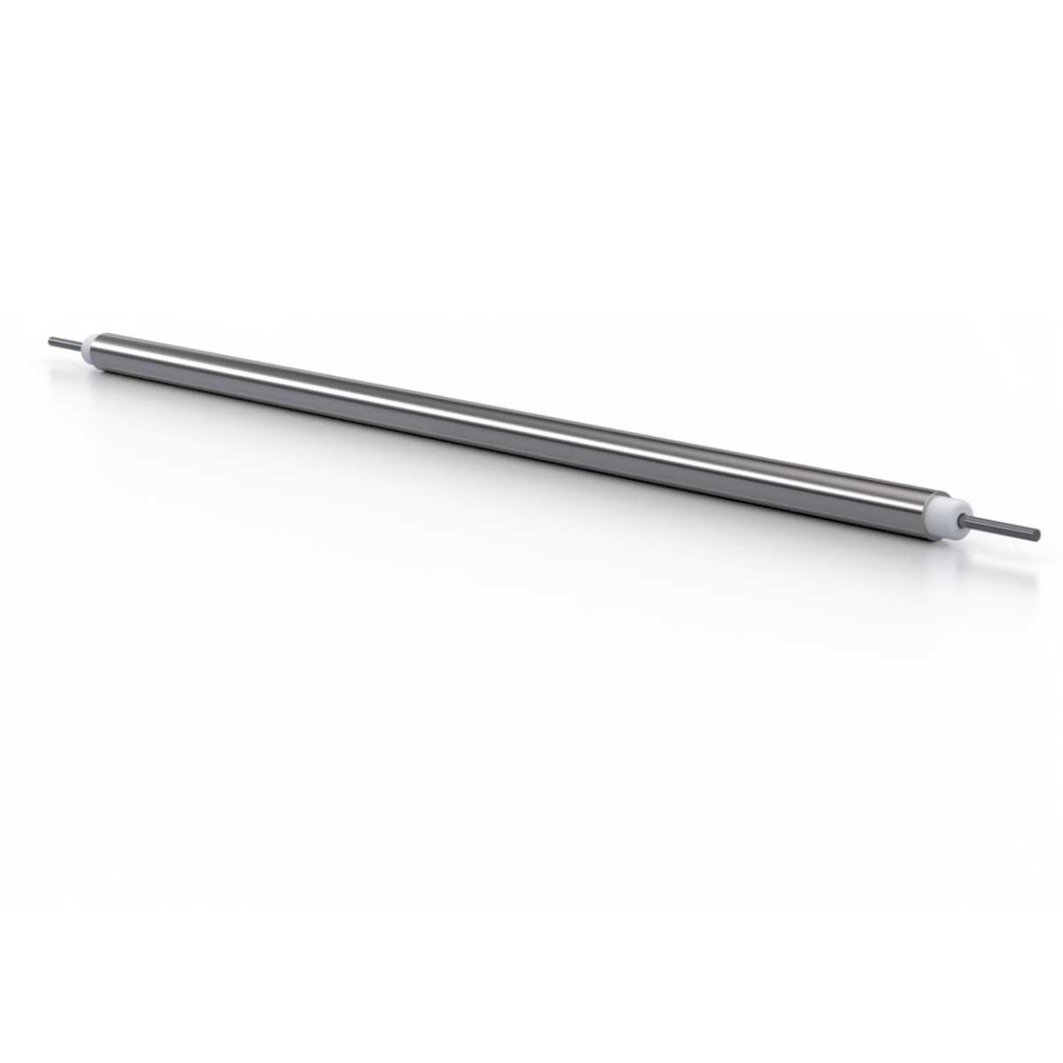 One straight stainless tubular element with a terminal pin at each end.